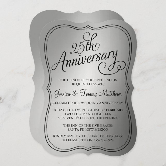 25th Silver Wedding Anniversary Invitations (Front/Back)