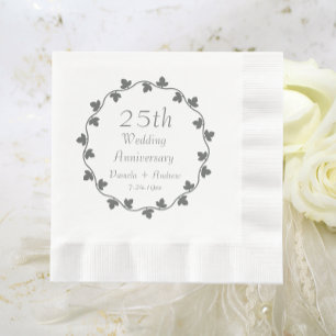 25th Silver Wedding Anniversary Ivy Wreath Napkin
