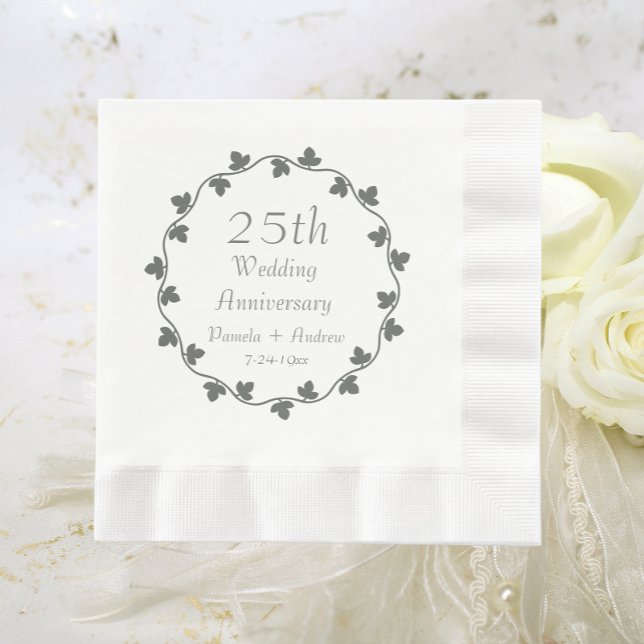 25th Silver Wedding Anniversary Ivy Wreath Napkin (In Situ Wedding)