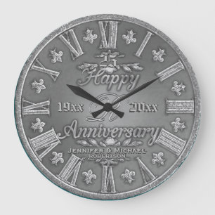 25th Silver Wedding Anniversary Large Clock