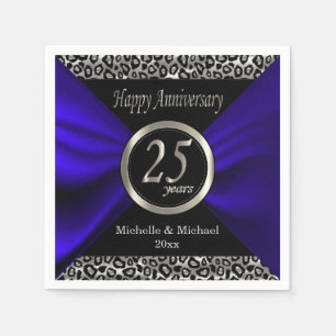 25th Silver Wedding Anniversary   Leopard Pattern Napkin