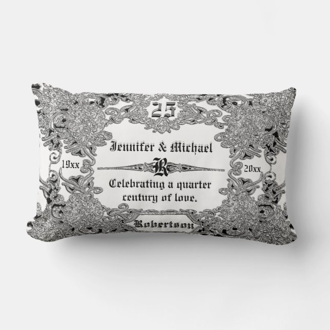 25th Silver Wedding Anniversary Lumbar Cushion (Front)