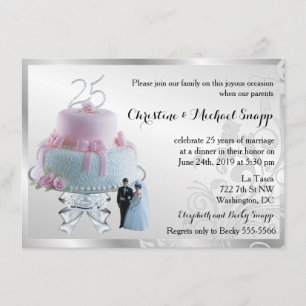 25th Silver Wedding Anniversary Party Invitation