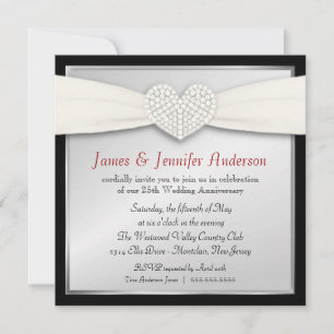 25th Silver Wedding Anniversary Party Invitations