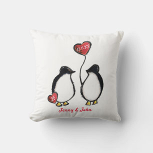 25th Silver wedding anniversary penguin Cushion