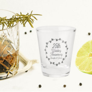 25th Silver Wedding Anniversary Personalized Shot Glass