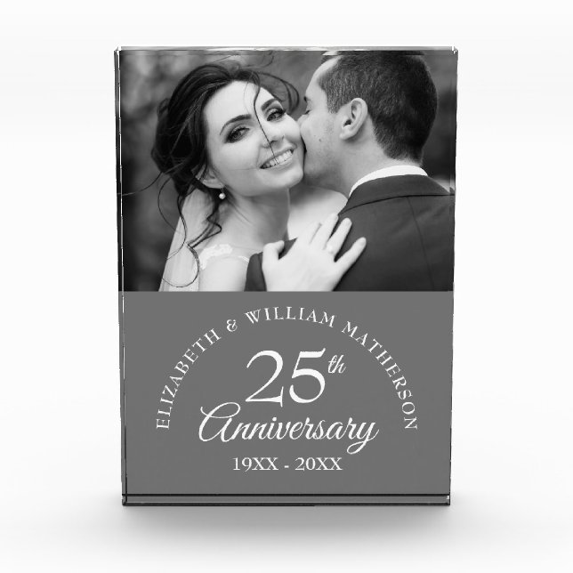25th Silver Wedding Anniversary Photo Elegant (Front)