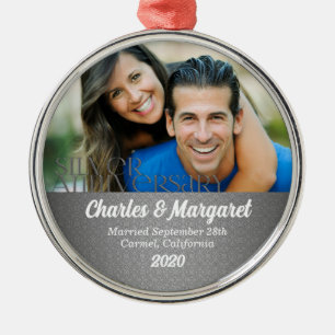 25th Silver Wedding Anniversary Photo Metal Ornament