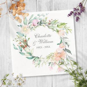 25th Silver Wedding Anniversary Roses Watercolor Napkin