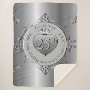 25th Silver Wedding Anniversary Sherpa Blanket