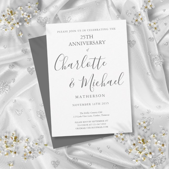 25th Silver Wedding Anniversary Signature Script Invitation (25th Silver Wedding Anniversary Signature Script Invitation)