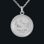 25th Silver Wedding Anniversary Sterling Silver Necklace<br><div class="desc">Sterling Silver necklace has 25th Anniversary typography style text art. Customise names and Anniversary date.</div>