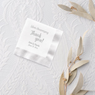 25th Silver Wedding Anniversary Stylised Thank You Foil Napkins