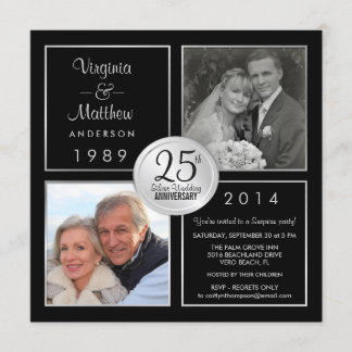 25th Silver Wedding Anniversary Surprise Party Invitation