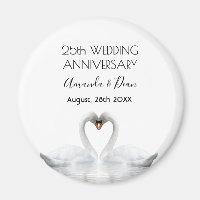 25th silver wedding anniversary white swans love