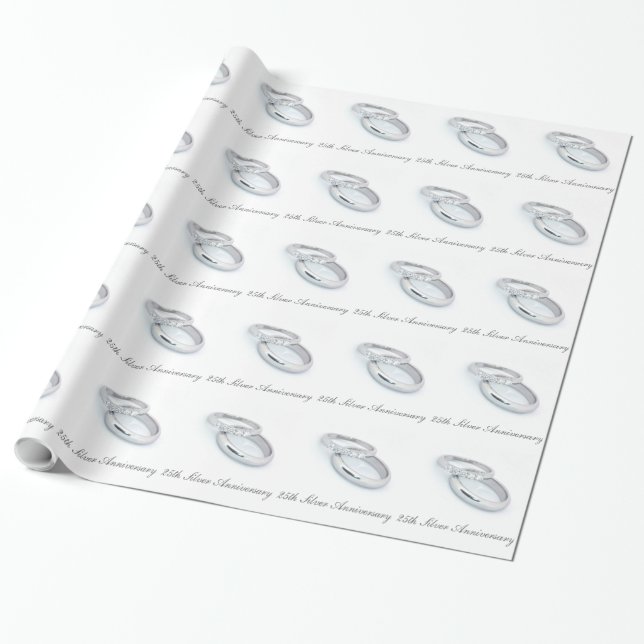 25th Silver Wedding Anniversary Wrapping Paper (Unrolled)