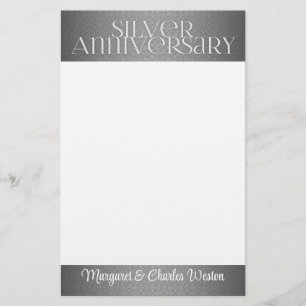 25th Silver Wedding Annivsersary Custom Stationery