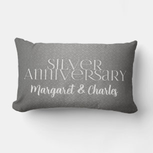 25th Silver Wedding Annivsersary Name and Year Lumbar Cushion