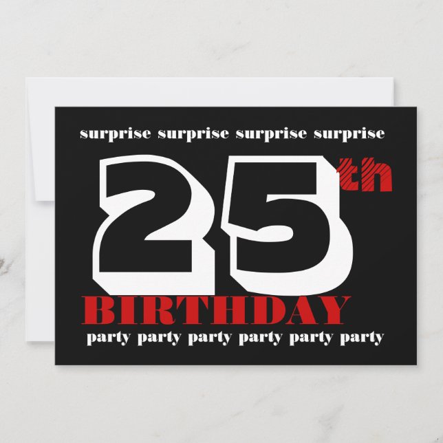 25th SURPRISE Birthday Party Invitation Template (Front)
