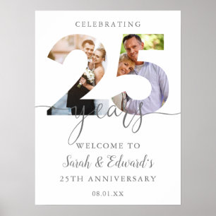 25th Wedding Anniversary 2 Photo Welcome Sign