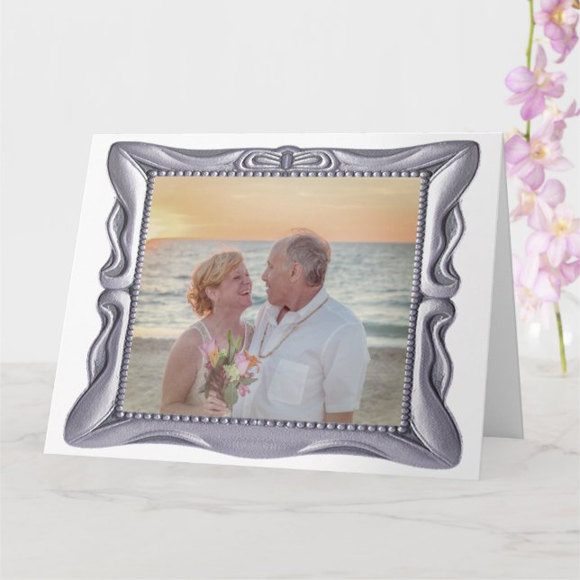 25th Wedding Anniversary Antique Silver Frame Big Card (Orchid)
