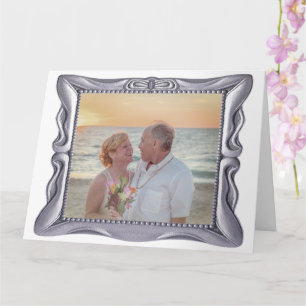25th Wedding Anniversary Antique Silver Frame Big Card