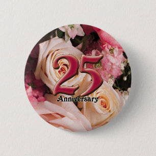 25th Wedding Anniversary Buttons