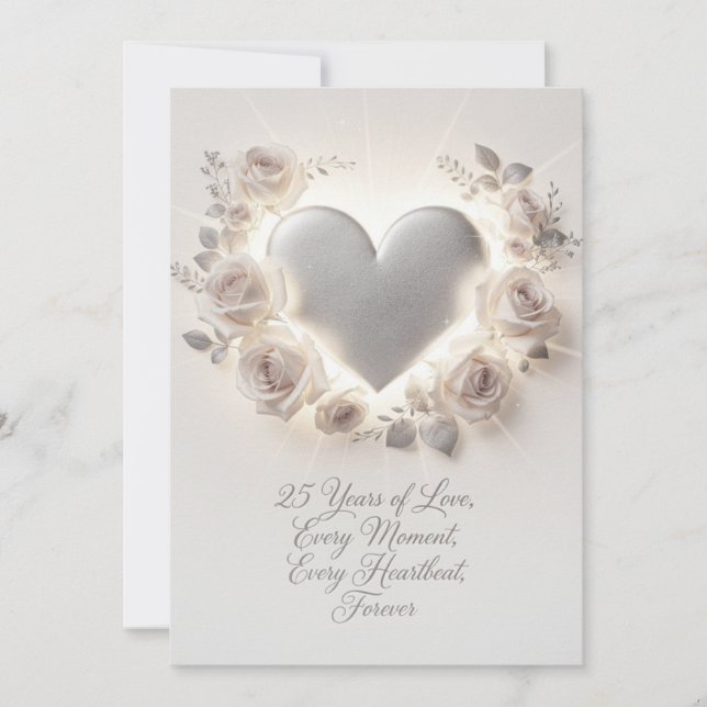 25th Wedding Anniversary Card – Romantic Luxury  (Front)