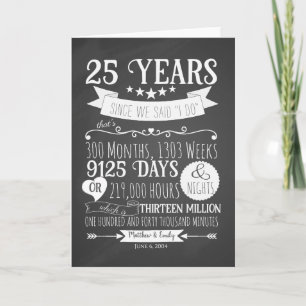 25th wedding anniversary, chalkboard, 25 years tha thank you card