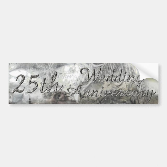 25th Wedding Anniversary Chic Silver Typography Bumper Sticker (Front)