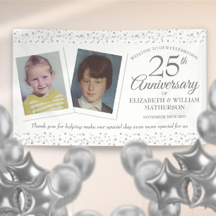 25th Wedding Anniversary Childhood Photos Welcome Banner