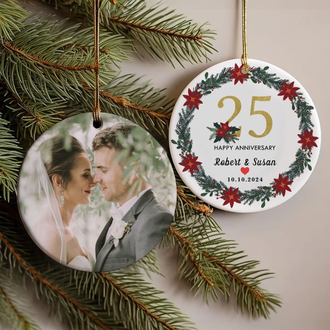 25th Wedding Anniversary Christmas Gifts  Ornament (Creator Uploaded)