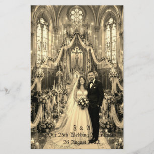 25th Wedding Anniversary Couple Photo Stationery