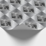 25th Wedding Anniversary Custom Blck and Wht Photo Wrapping Paper<br><div class="desc">Isn't this a thoughtful and lovely way to honour your wedding anniversary in a silver-like metal square design,  vintage font and all with my hand-written "Our 25th Wedding Anniversary" frame graphic? NOTE: your photo will come out black and white with this product in order to match the silver theme.</div>
