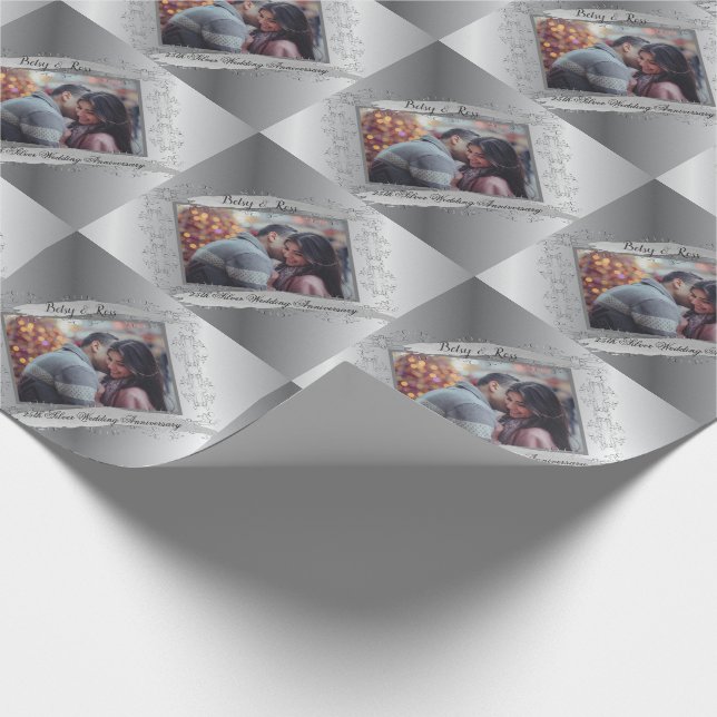 25th Wedding Anniversary Custom Photo Wrapping Paper (Corner)