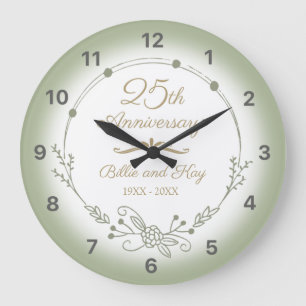 25th Wedding Anniversary Elegant Large Clock