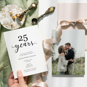 25th wedding Anniversary Elegant Photo Minimalist Invitation