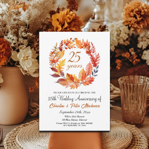 25th Wedding Anniversary Fall Floral Garland Invitation