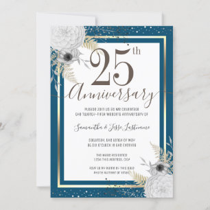 25th Wedding Anniversary Floral  Invitation