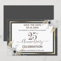 25th Wedding Anniversary Floral Save the Date