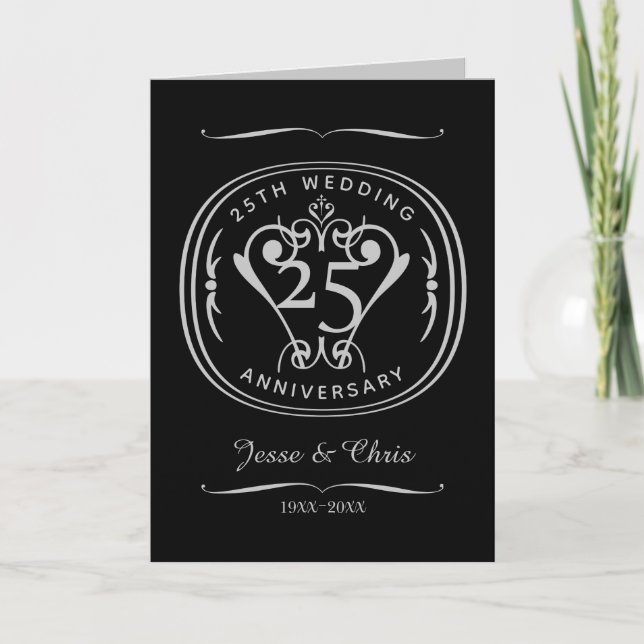 25th Wedding Anniversary Folded Greeting Card (Front)