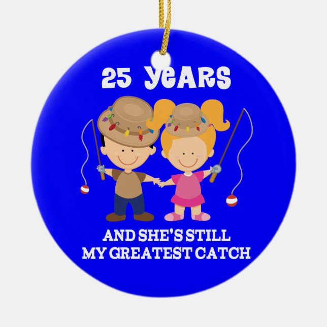 25th Wedding Anniversary Funny Gift For Him Ceramic Ornament (Front)