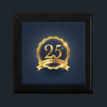 25th Wedding Anniversary Gift Box<br><div class="desc">Wedding Ribbon Ornament Badge Luxury Golden Celebration Emblem</div>
