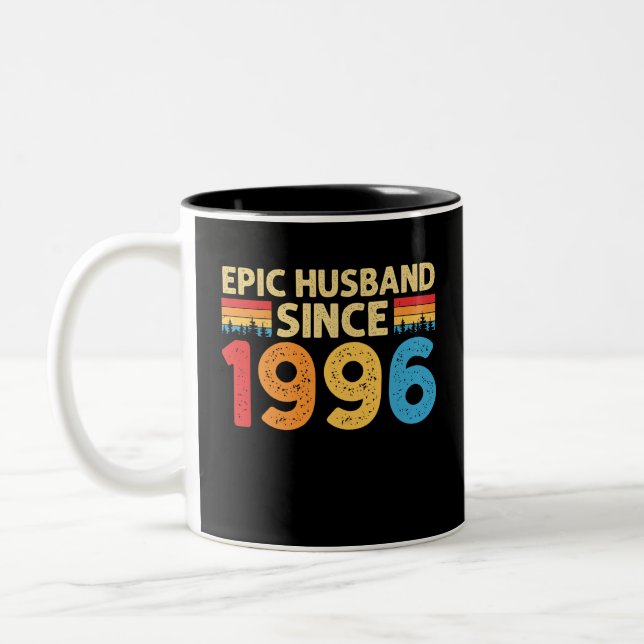 25th Wedding Anniversary Gift Him Two-Tone Coffee Mug (Left)