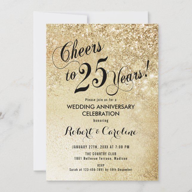 25th Wedding Anniversary Gold Invitation (Front)