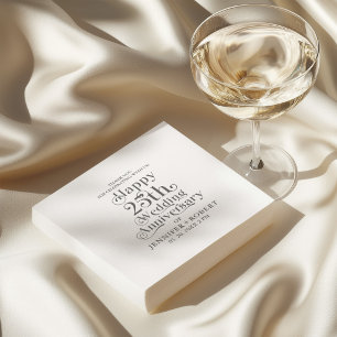 25th Wedding Anniversary Gold Typography Napkin