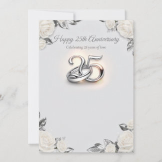 25th Wedding Anniversary Greeting Card – Silver Ma