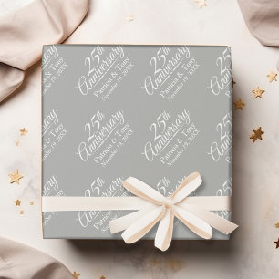 25th Wedding Anniversary - Grey Background Wrapping Paper