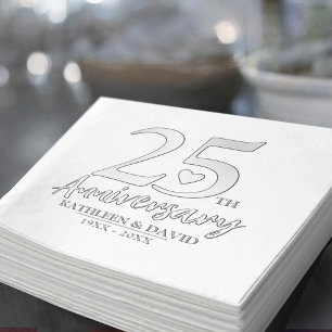 25th wedding anniversary heart custom graphic foil napkins