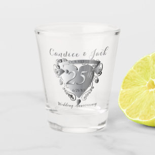 25th Wedding Anniversary Heart Shot glass